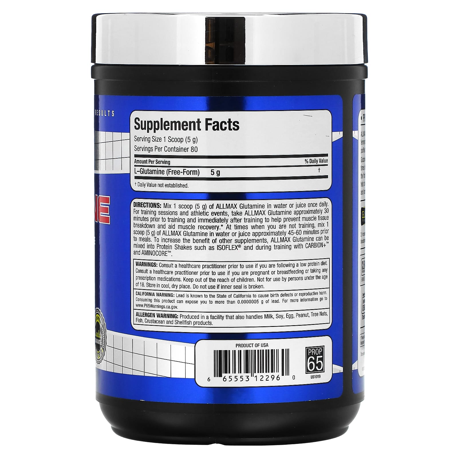 ALLMAX Essentials Glutamine 400g - Supports Immune System & Recovery - Image 2