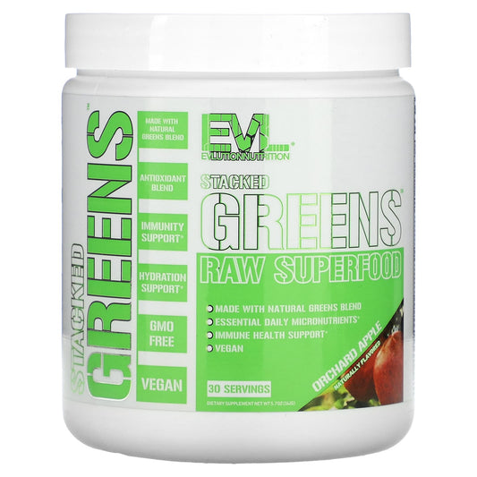 EVLution Stacked Greens Raw Superfood, Orchard Apple, 5.7 oz - Image 1