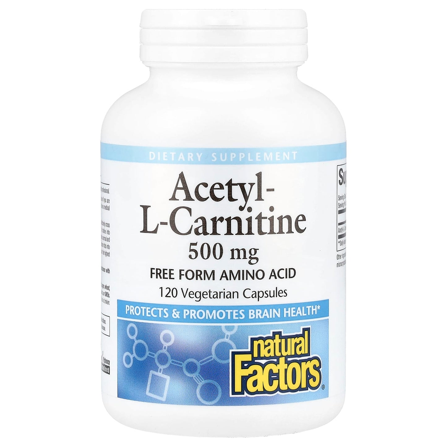 Natural Factors, Acetyl-L-Carnitine, 500 mg, 120 Vegetarian Capsules - Image 1
