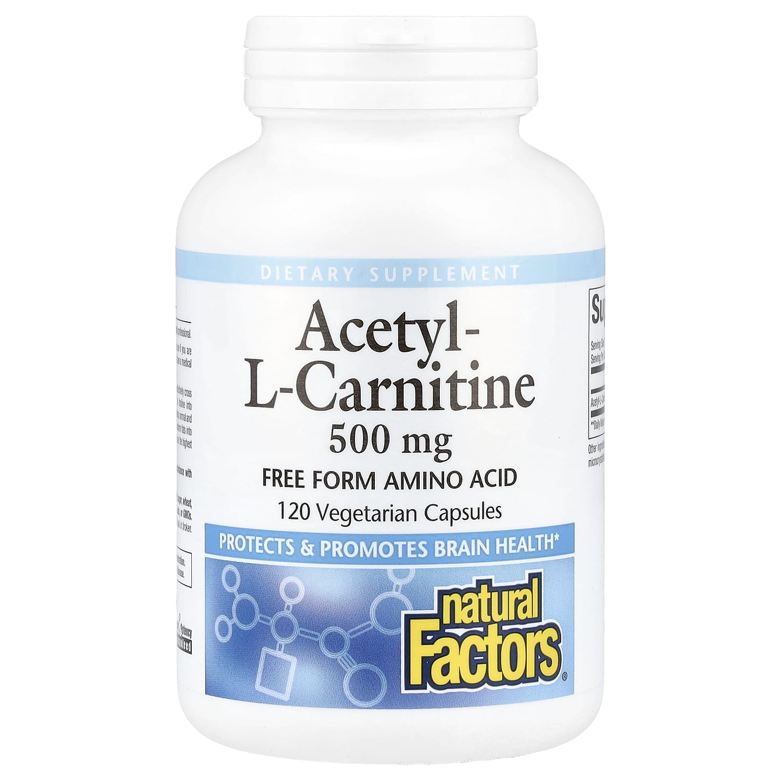 Natural Factors, Acetyl-L-Carnitine, 500 mg, 120 Vegetarian Capsules - Image 1