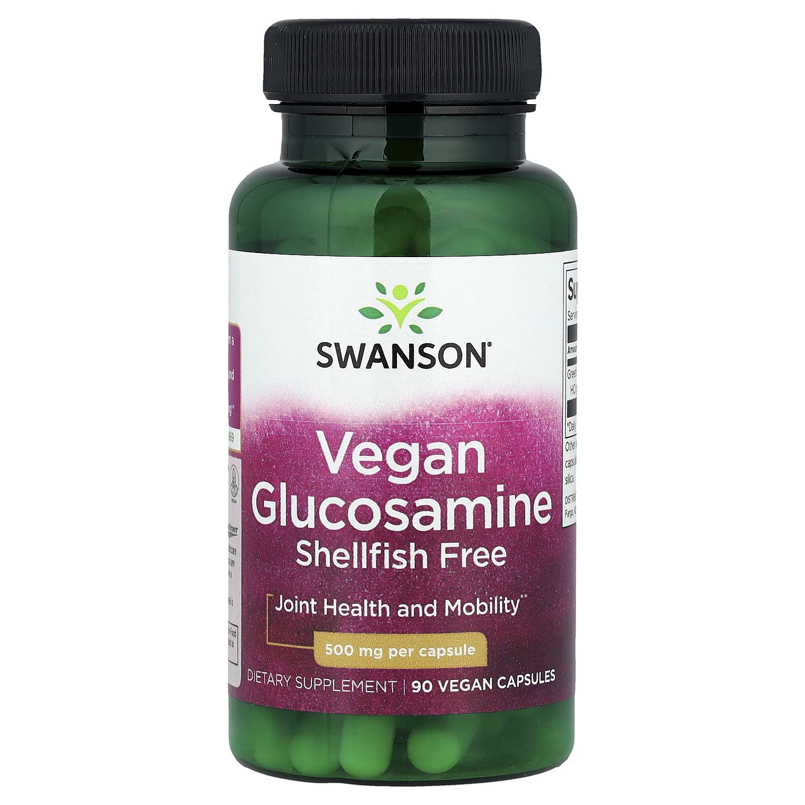 Swanson, Vegan Glucosamine, 500 mg, 90 Vegan Capsules - Image 1