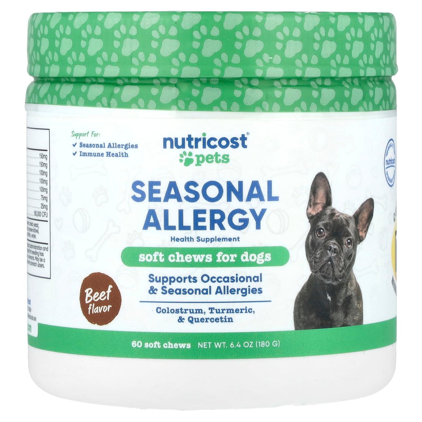 Nutricost, Pets, Seasonal Allergy, For Dogs, Beef, 60 Soft Chews, 6.4 oz (180 g) - Image 1