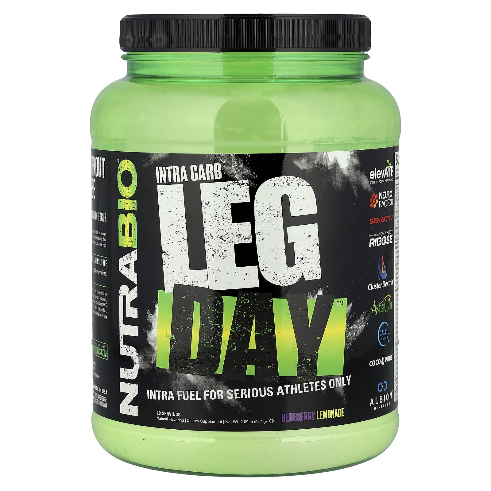 NutraBio, Intra Carb, Leg Day™, Blueberry Lemonade, 2.09 lb (947 g) - Image 1