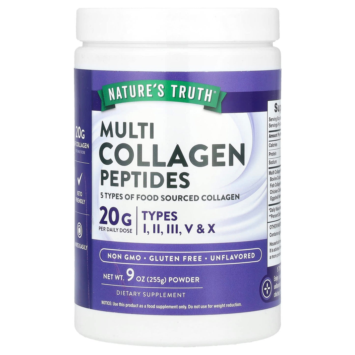 Nature's Truth, Multi Collagen Peptides Powder, Unflavored, 9 oz (255 g) - Image 1