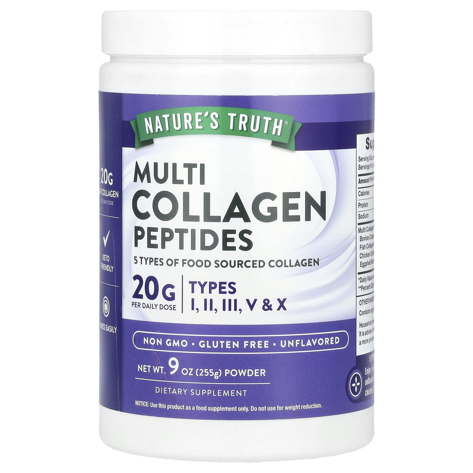 Nature's Truth, Multi Collagen Peptides Powder, Unflavored, 9 oz (255 g) - Image 1