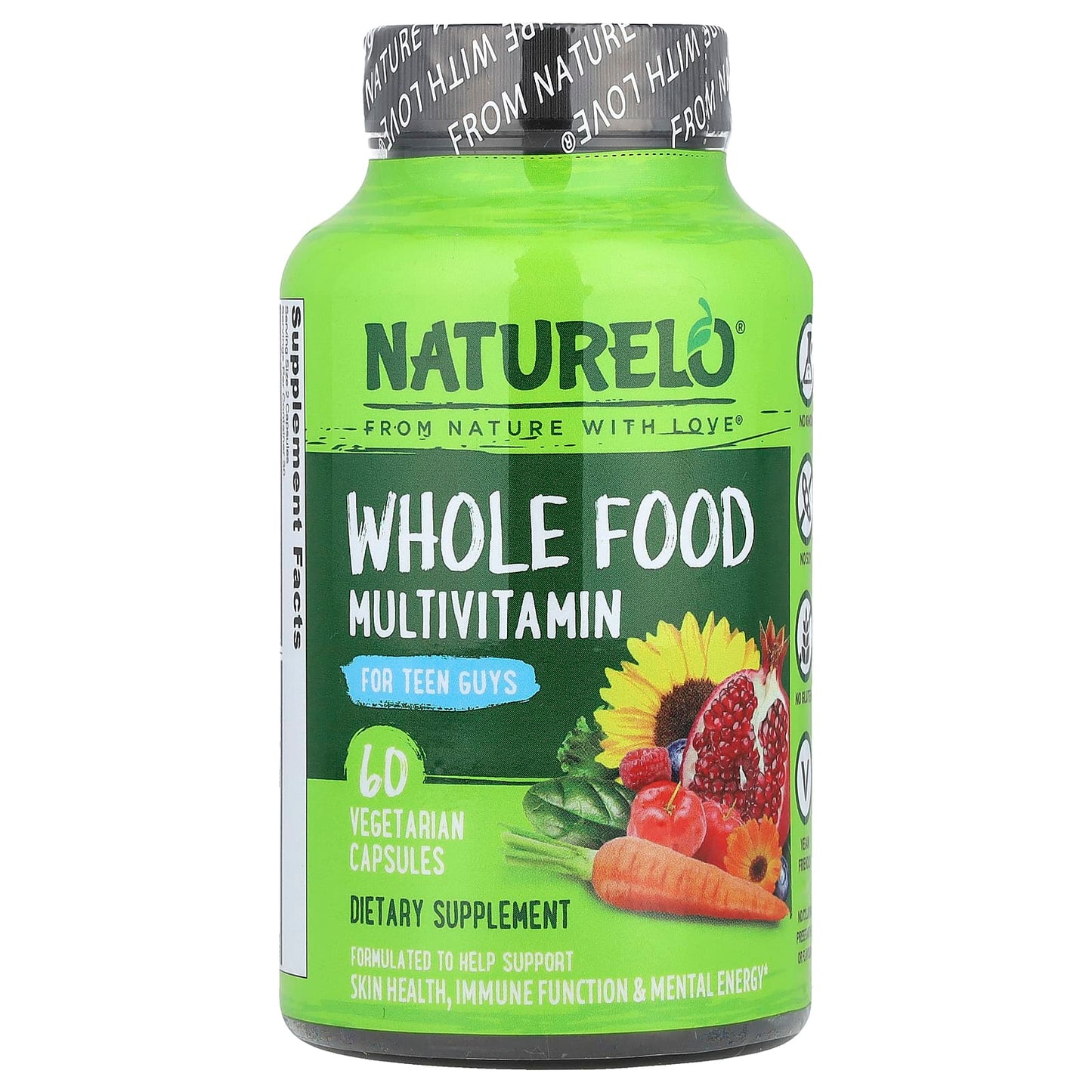 NATURELO, Whole Food Multivitamin for Teen Guys, 60 Vegetarian Capsules - Image 1