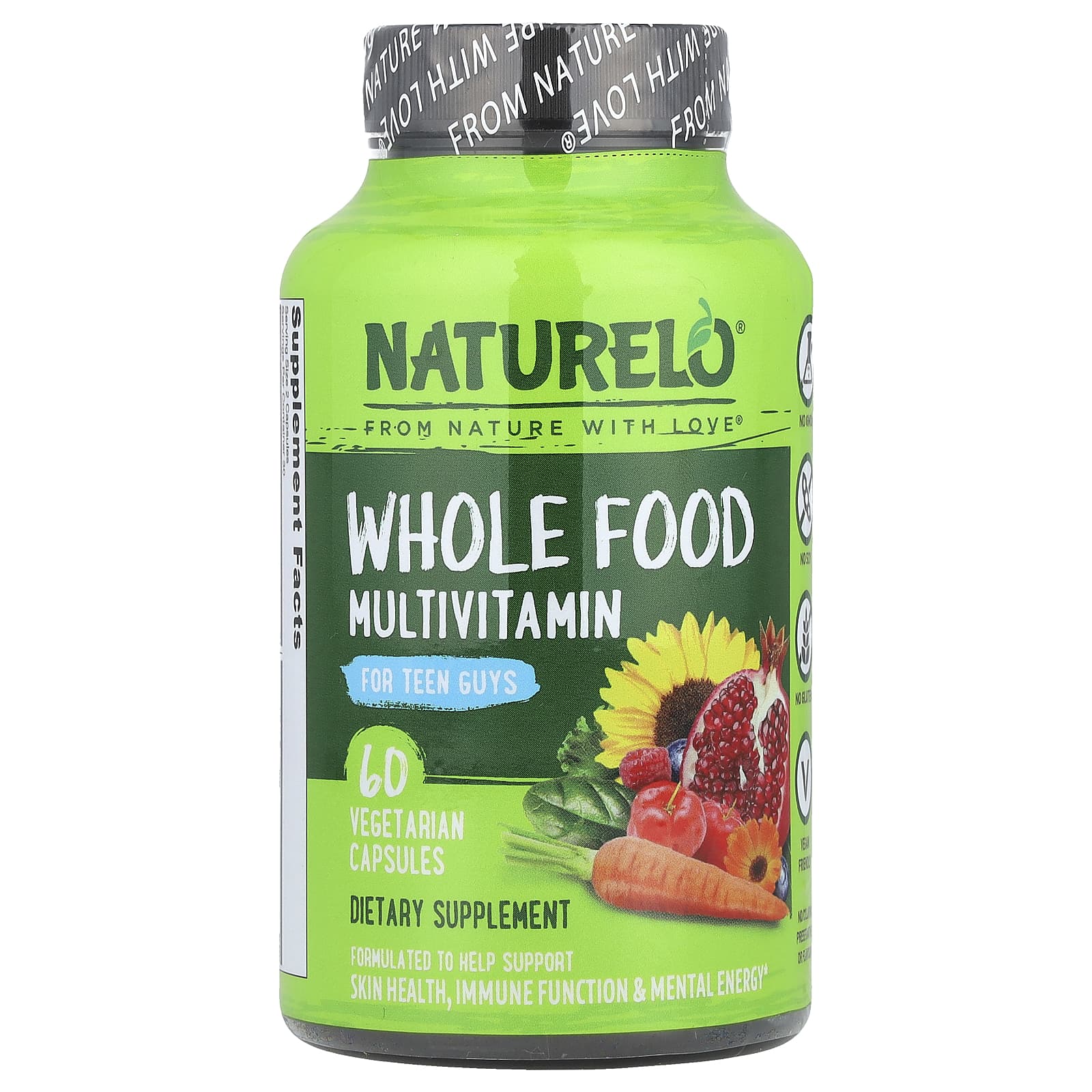 NATURELO, Whole Food Multivitamin for Teen Guys, 60 Vegetarian Capsules - Image 1