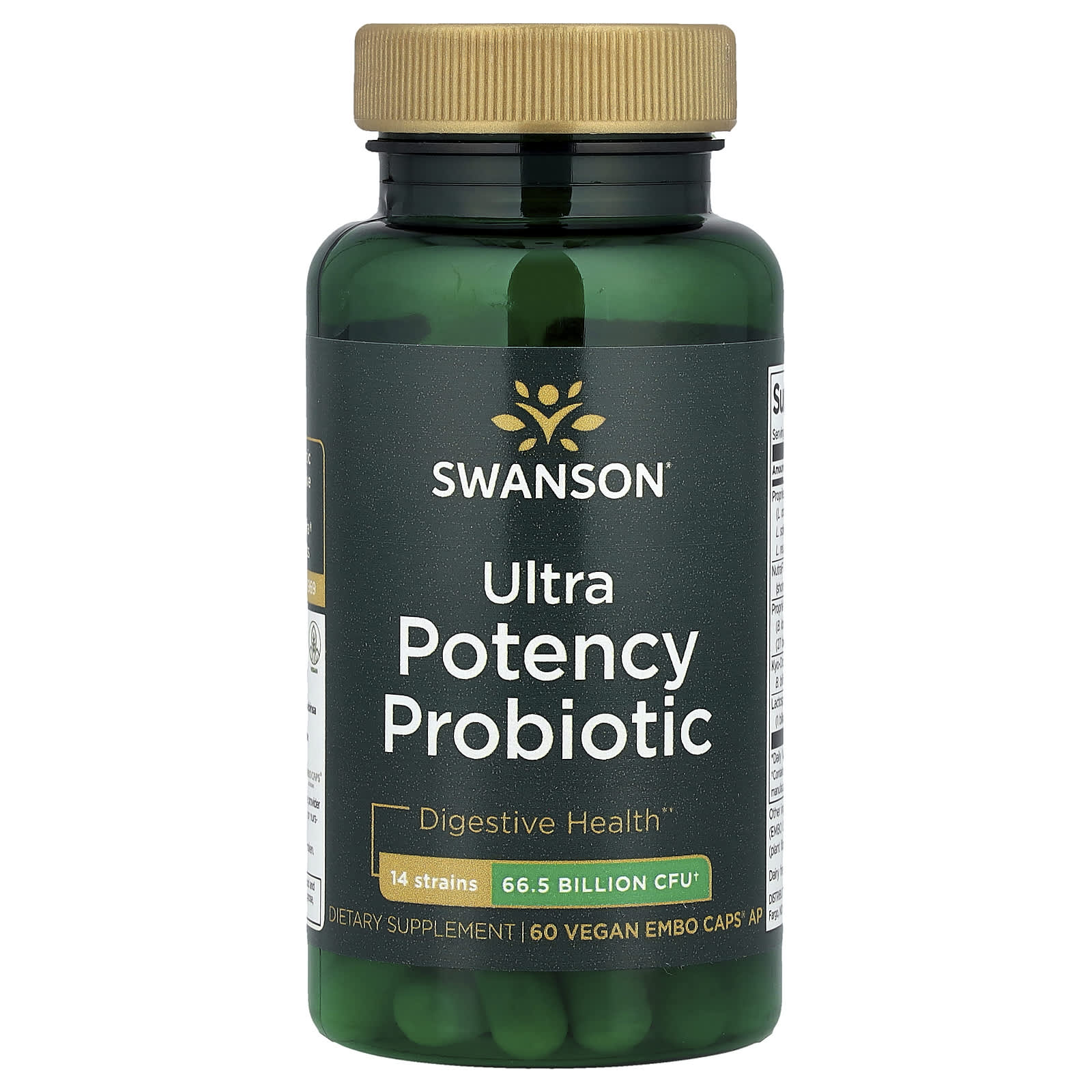 Swanson, Ultra Potency Probiotic, 66.5 Billion CFU, 60 Vegan EMBO Caps® AP - Image 1