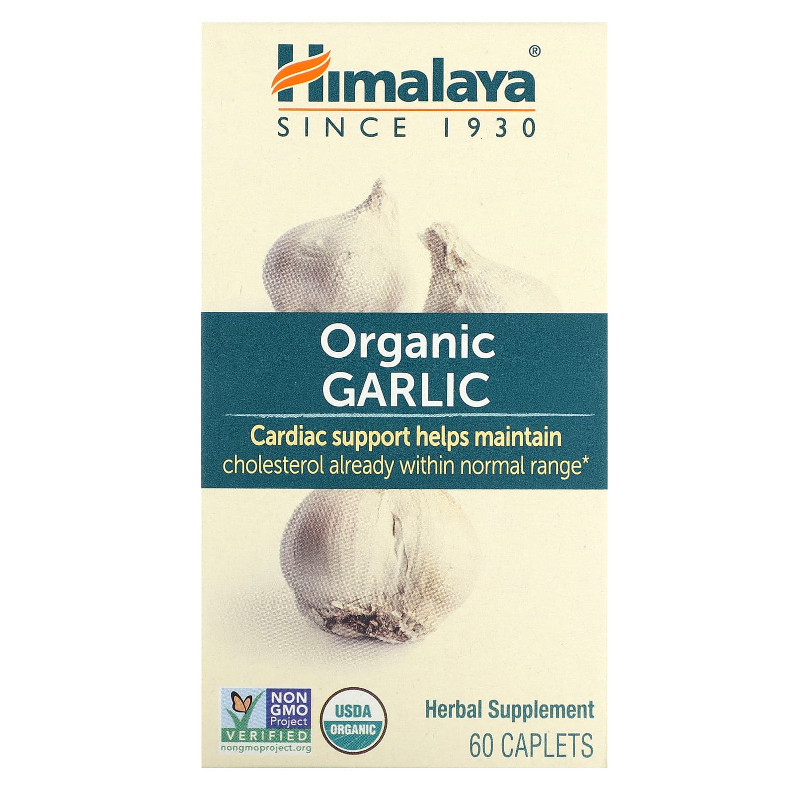 Himalaya Organic Garlic Supplement for Heart Health, 60 Caplets - Image 1