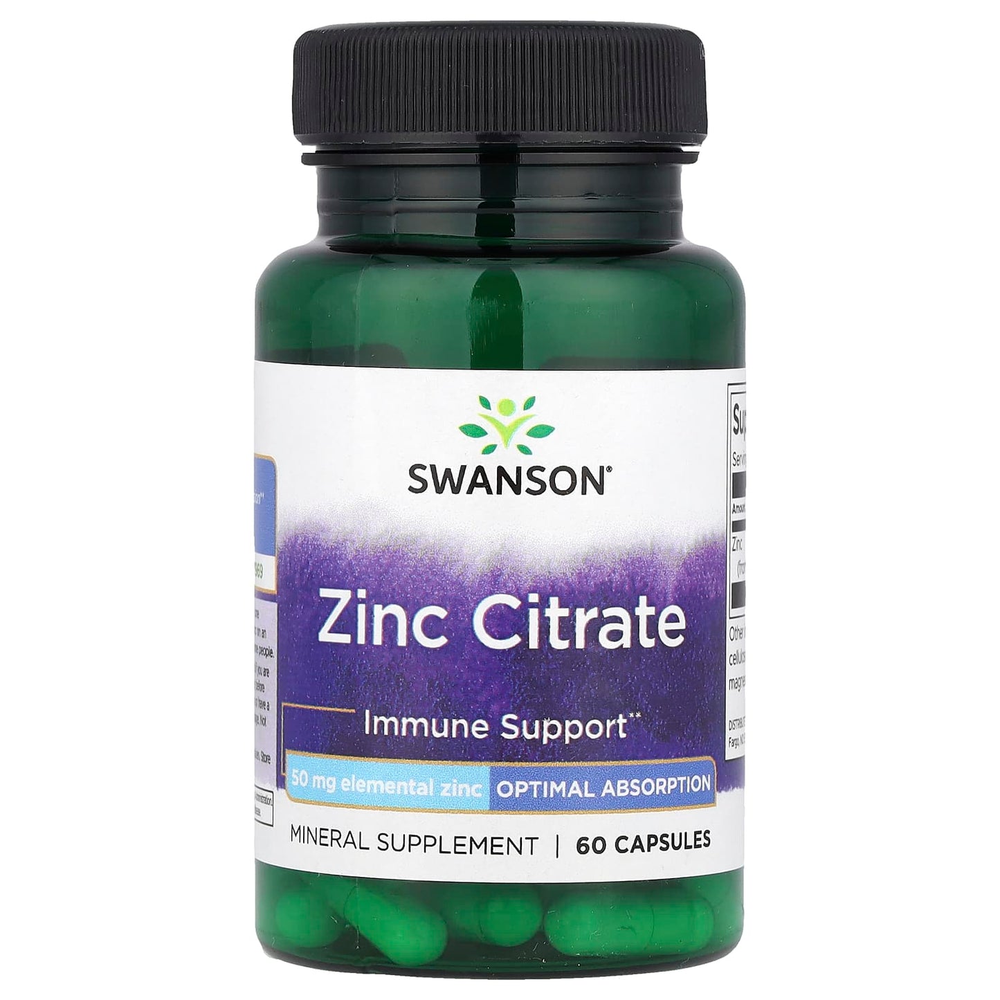 Swanson, Zinc Citrate, 50 mg, 60 Capsules - Image 1
