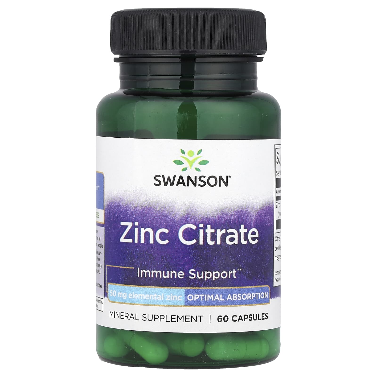 Swanson, Zinc Citrate, 50 mg, 60 Capsules - Image 1