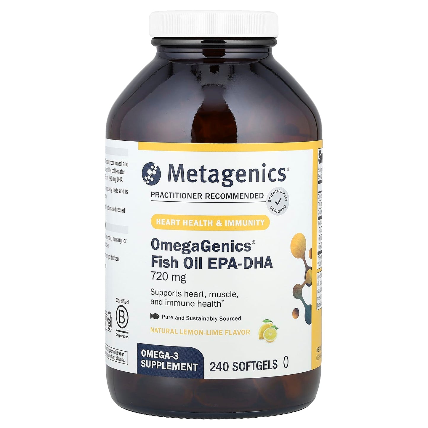 Metagenics, OmegaGenics®, Fish Oil EPA-DHA, Natural Lemon-Lime, 720 mg, 240 Softgels - Image 1