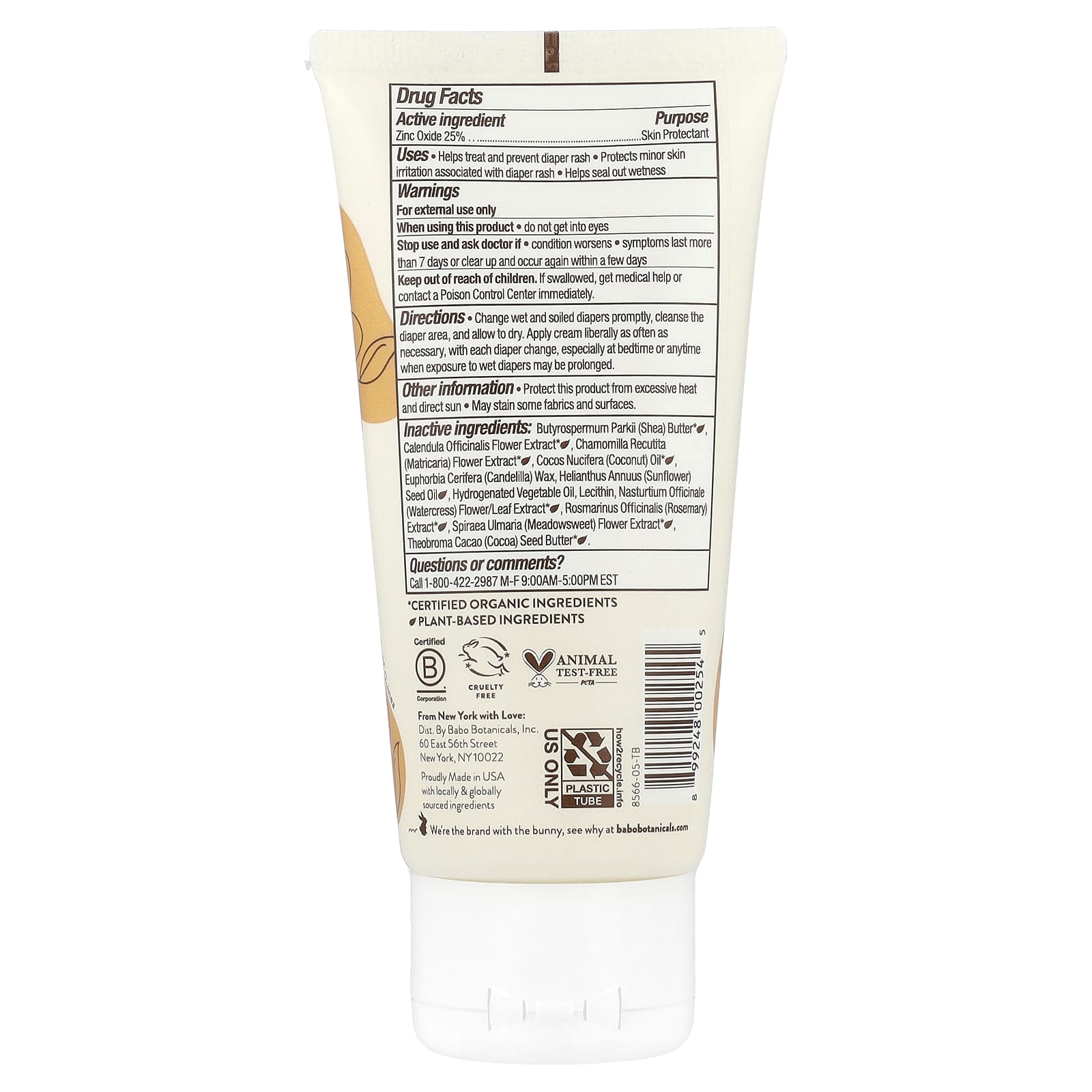 Fragrance Free Diaper Rash Cream for Sensitive Skin by Babo Botanicals, 3 oz - Image 2