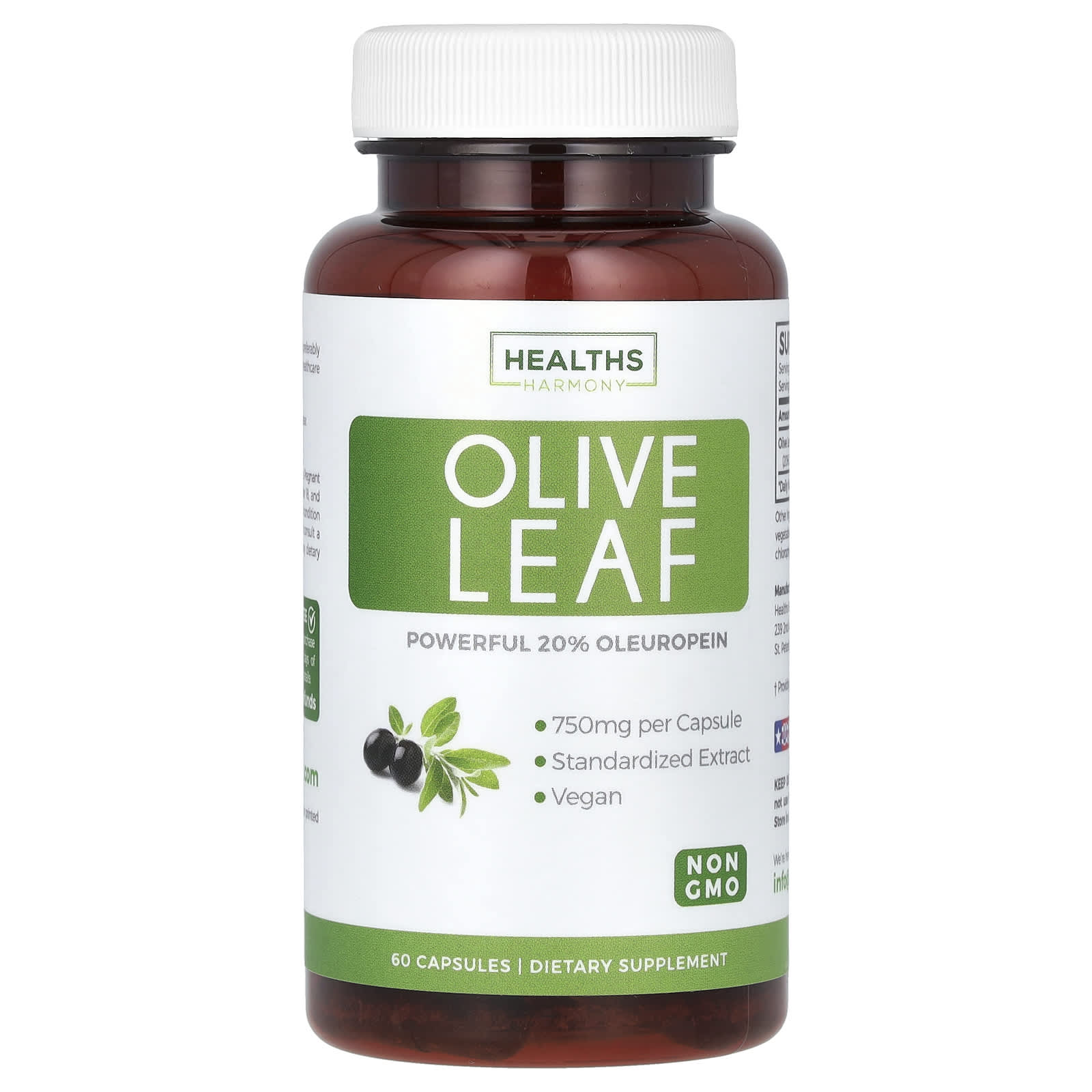 Boost Immunity with Olive Leaf Extract - 750mg, 60 Capsules - Image 1