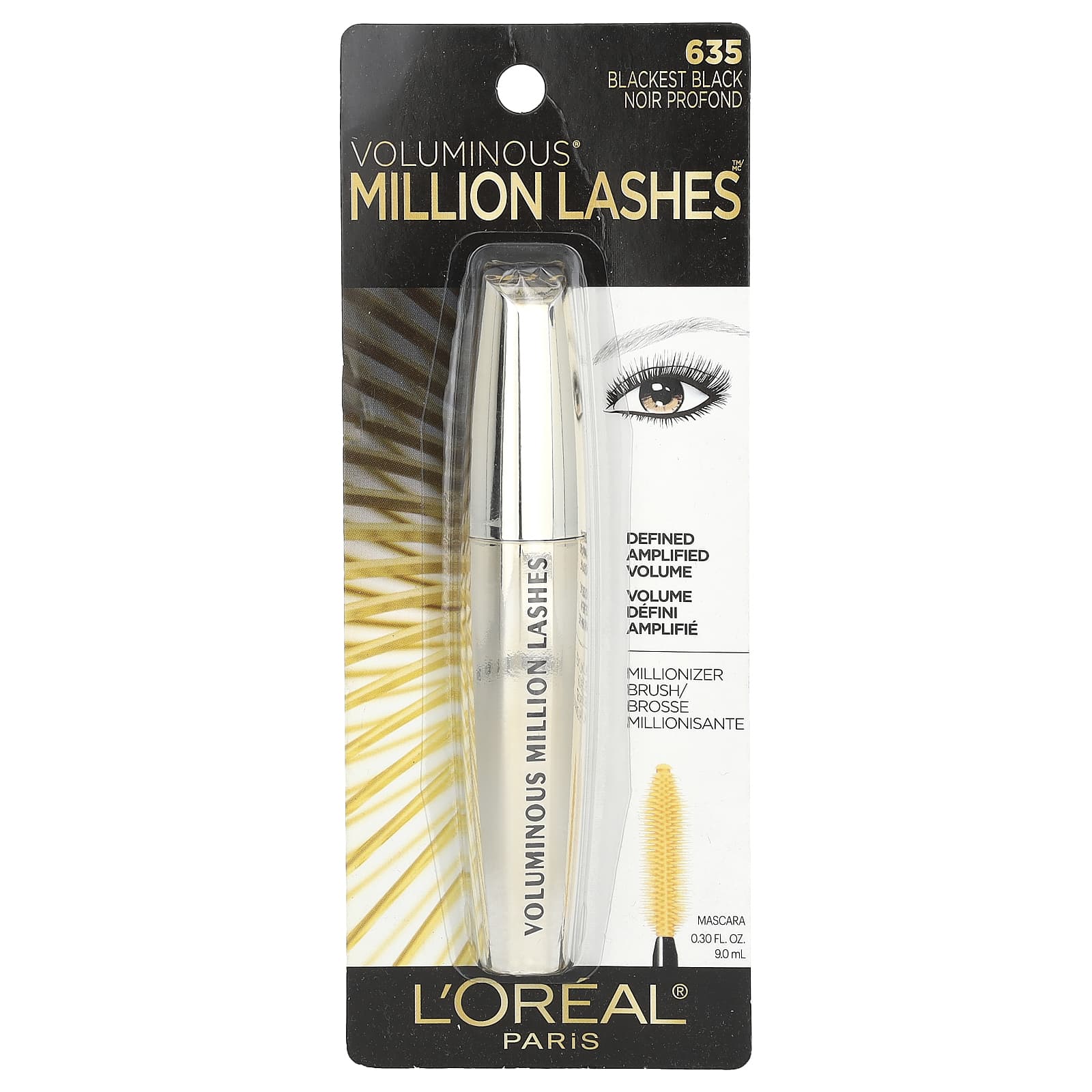 L'Oréal, Voluminous, Million Lashes Mascara, 635 Blackest Black, 0.3 fl oz (9 ml) - Image 2