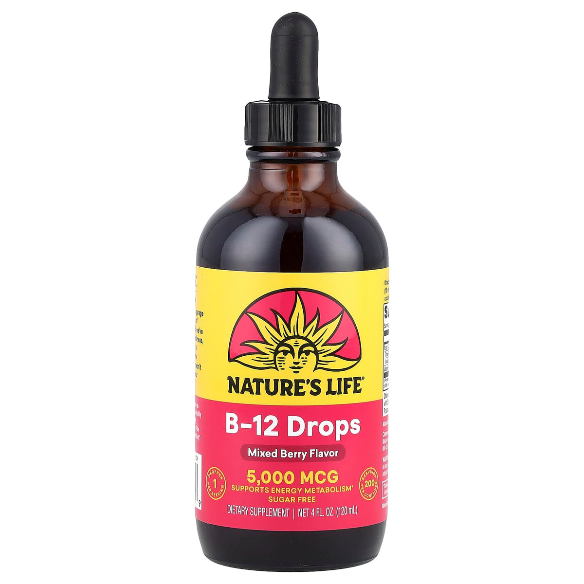 Nature's Life, B-12 Drops, Mixed Berry, 5,000 mcg, 4 fl oz (120 ml) - Image 1