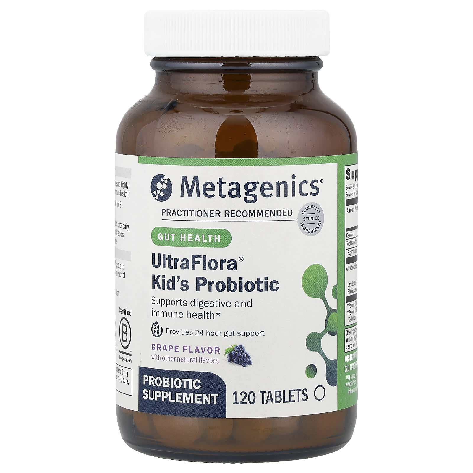 Metagenics, UltraFlora® Kid's Probiotic, Grape, 120 Tablets - Image 1