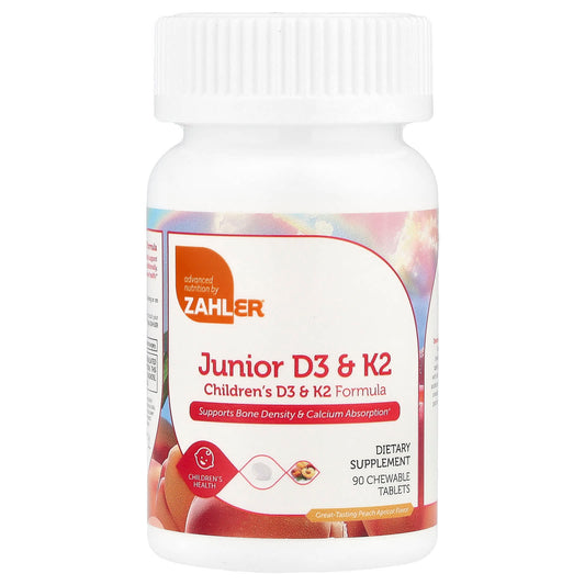 Zahler, Junior D3 & K2, Peach Apricot , 90 Chewable Tablets - Image 1