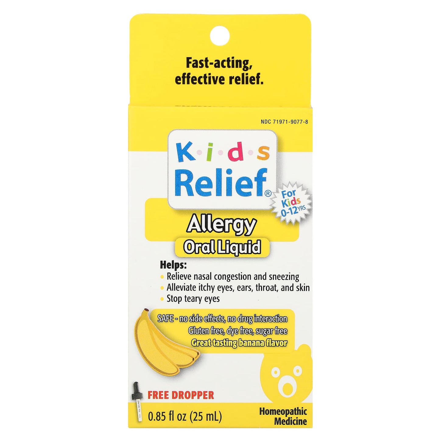 Homeolab USA Kids Relief Allergy Relief Liquid for Kids 0-12 Years, Banana Flavor - Image 1