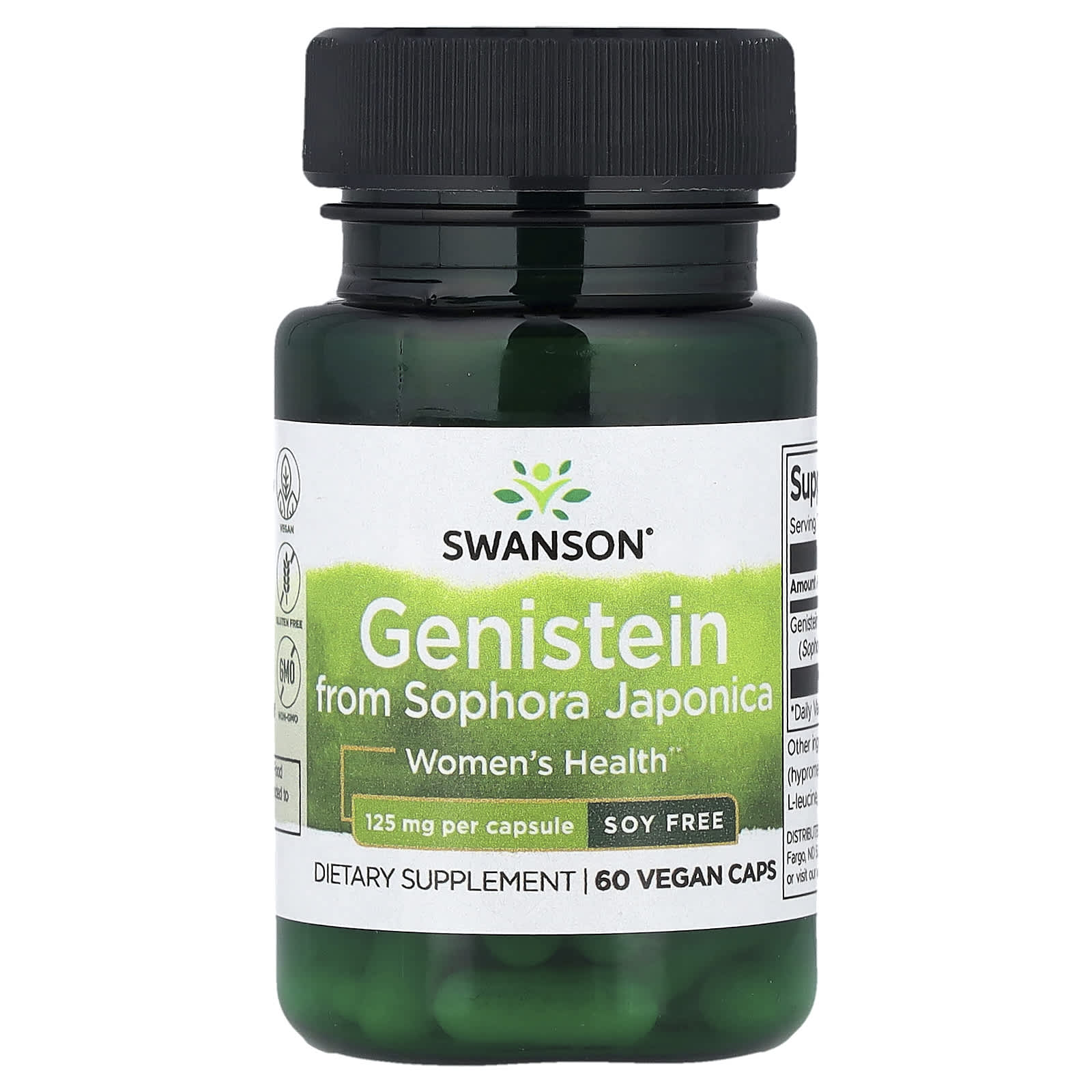 Swanson, Genistein from Sophora Japonica, 125 mg, 60 Vegan Caps - Image 1