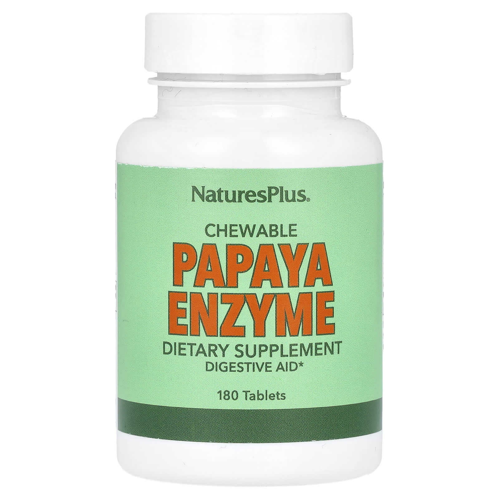 NaturesPlus, Chewable Papaya Enzyme Supplement, 180 Tablets - Image 1