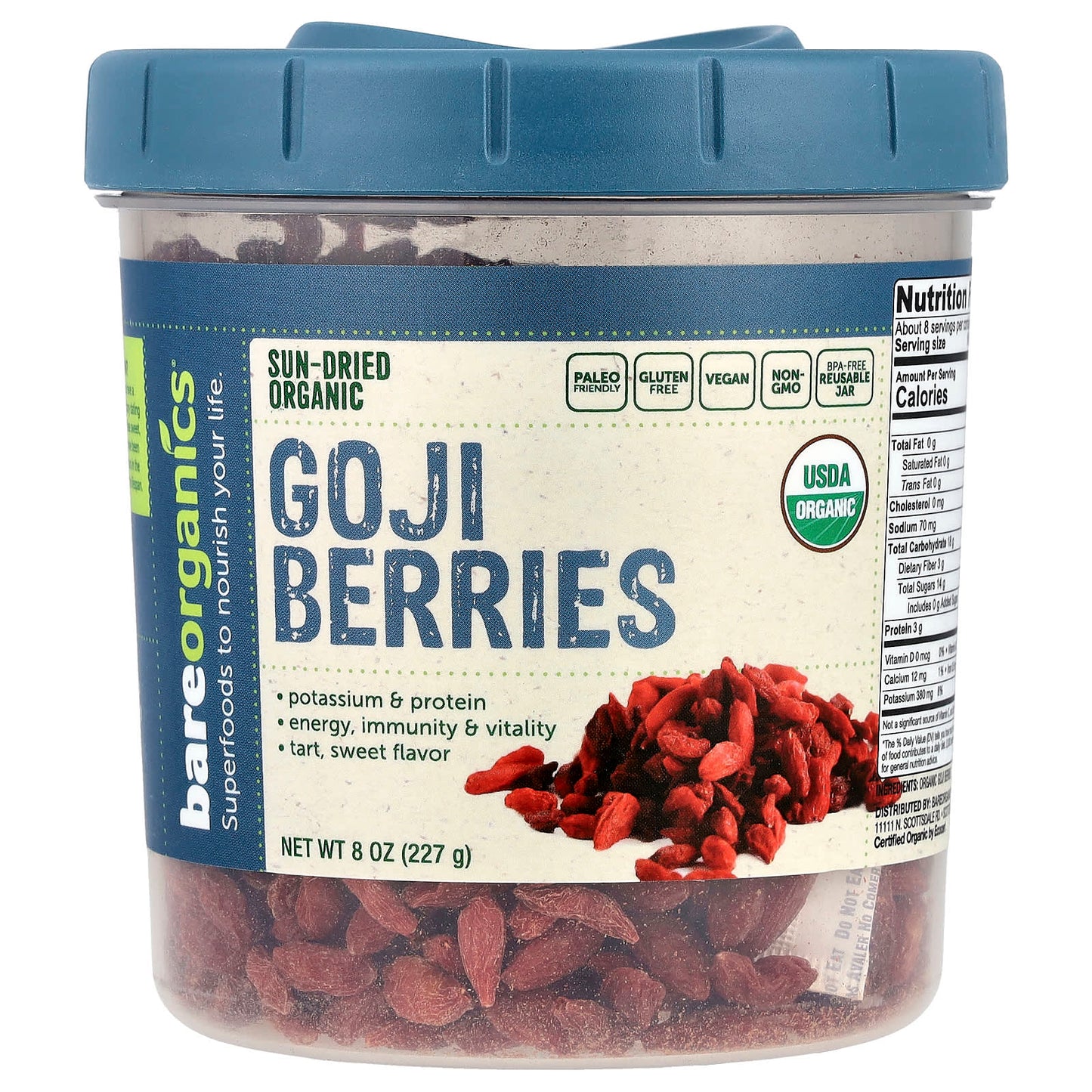 Organic Goji Berries by BareOrganics - Paleo & Vegan Superfood - Image 1