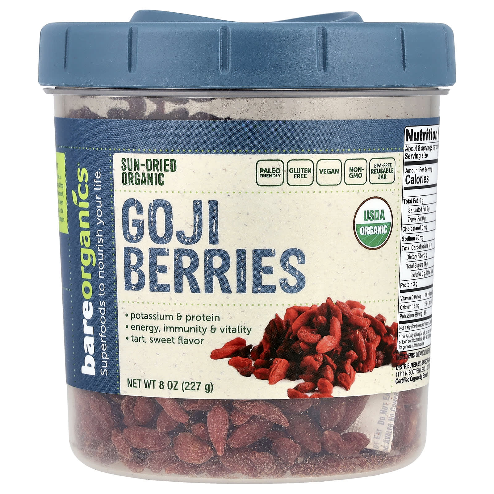 Organic Goji Berries by BareOrganics - Paleo & Vegan Superfood - Image 1