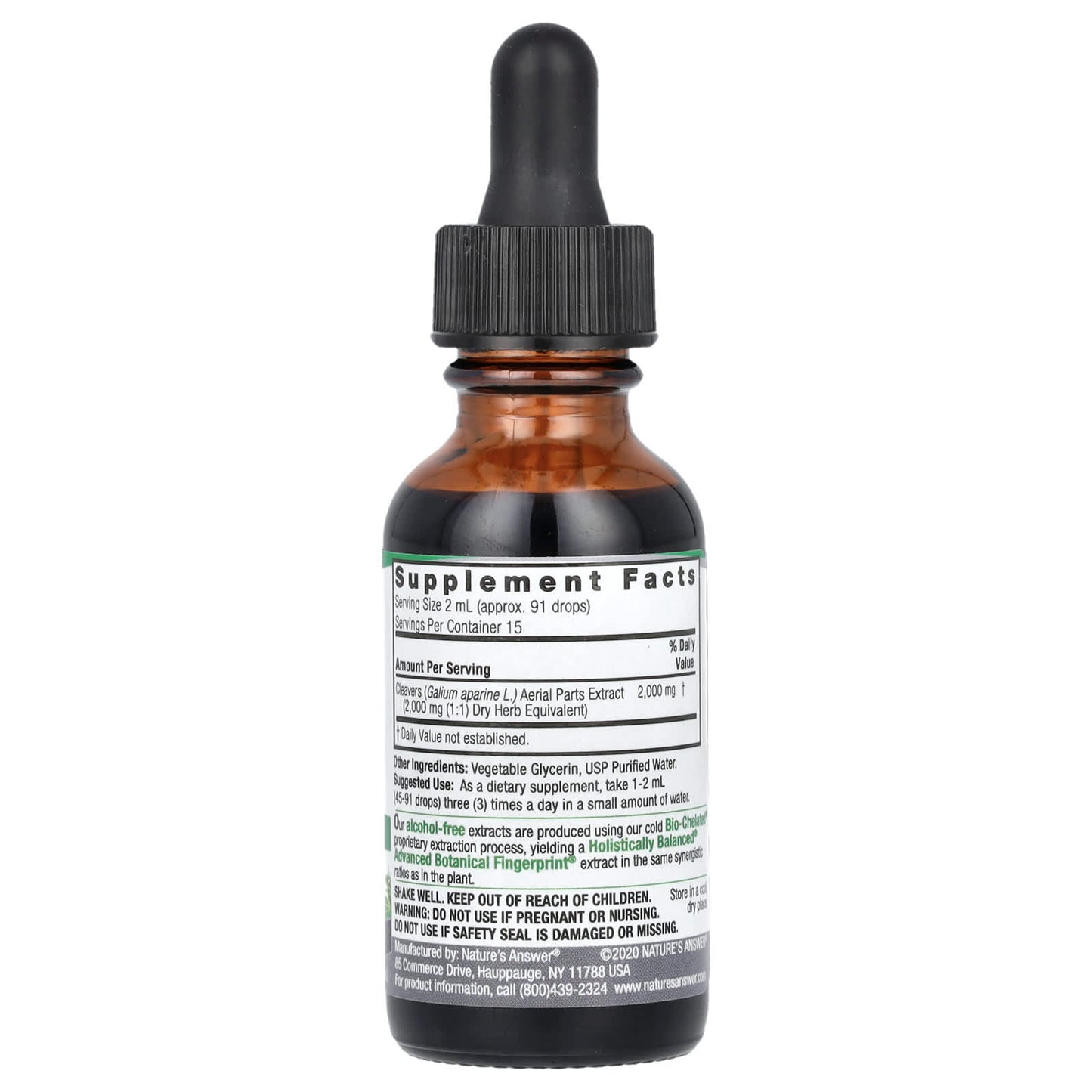 Nature's Answer, Cleavers Aerial Parts, Fluid Extract, Alcohol-Free, 2,000 mg, 1 fl oz (30 ml) - Image 2