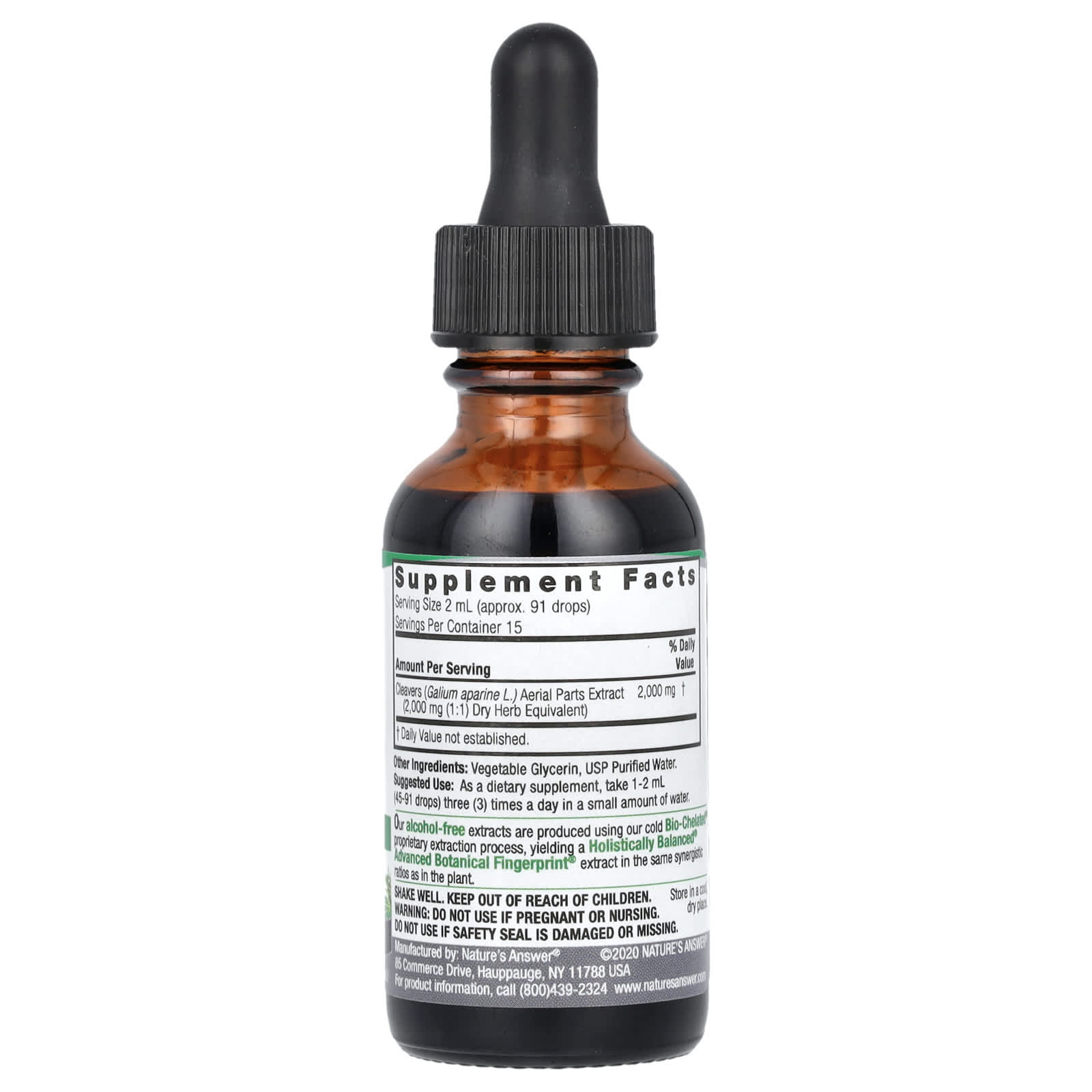 Nature's Answer, Cleavers Aerial Parts, Fluid Extract, Alcohol-Free, 2,000 mg, 1 fl oz (30 ml) - Image 2
