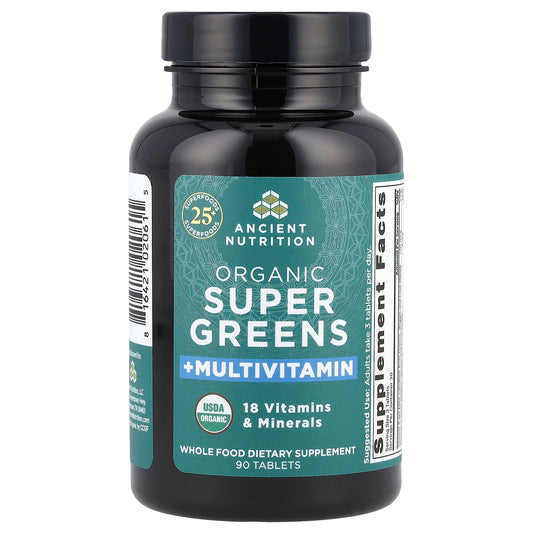 Ancient Nutrition Organic Super Greens + Multivitamin, 90 Tablets - Image 1