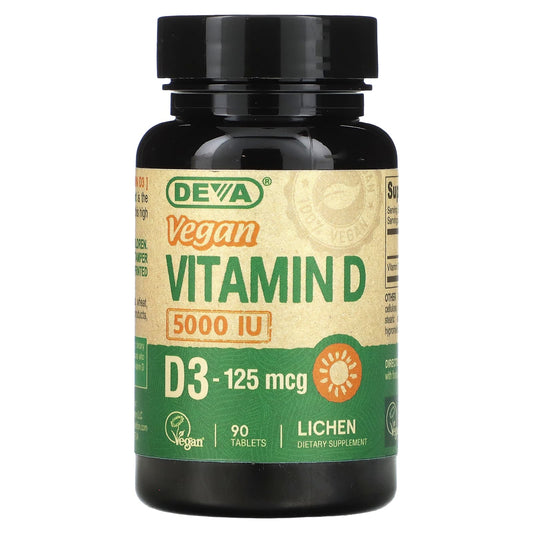Deva Vegan Vitamin D3 Supplement 125 mcg (5,000 IU) 90 Tablets - Image 1