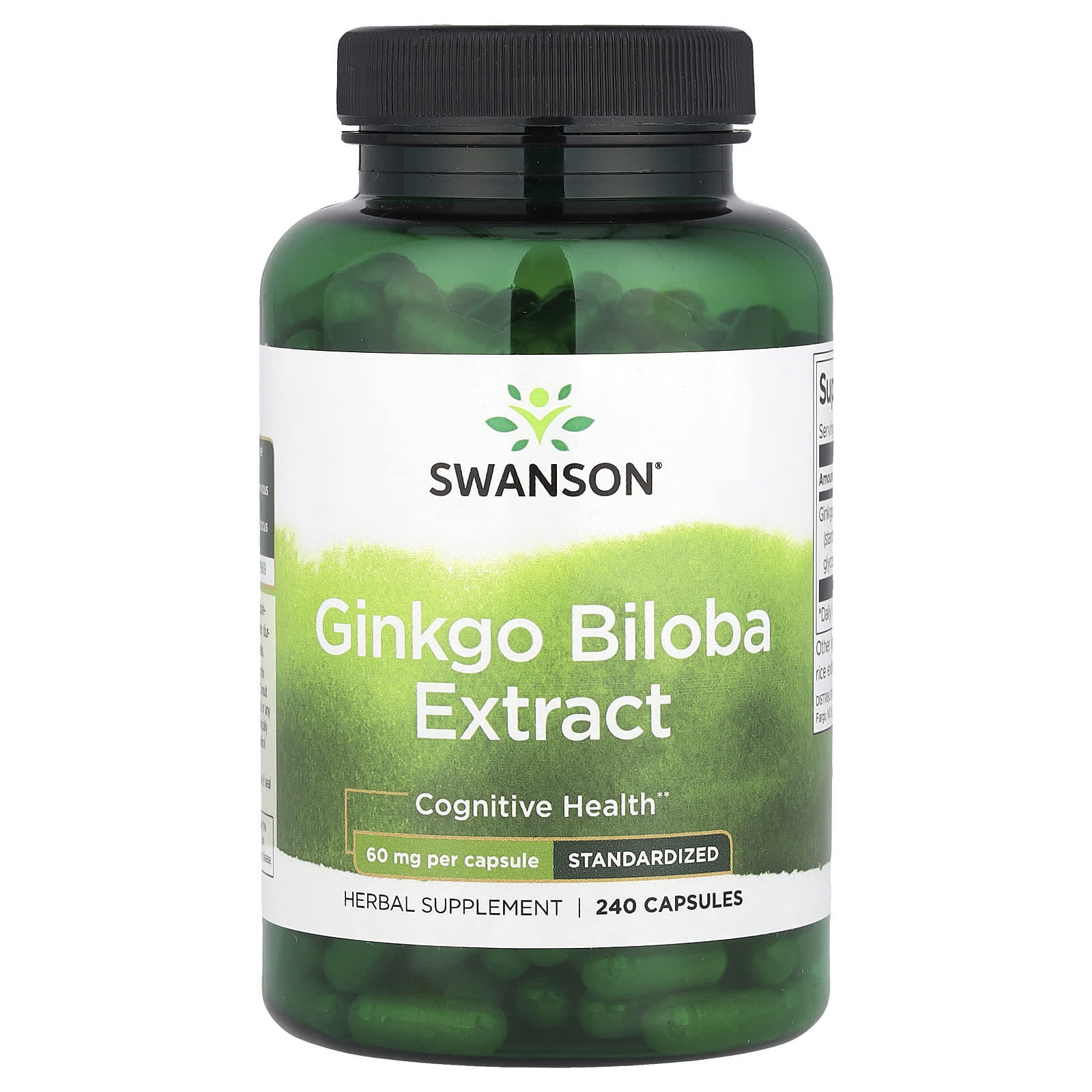 Swanson, Ginkgo Biloba Extract, 60 mg, 240 Capsules - Image 1
