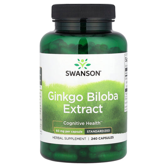Swanson, Ginkgo Biloba Extract, 60 mg, 240 Capsules - Image 1