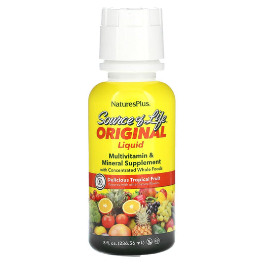 NaturesPlus, Source of Life, Original Liquid Multivitamin & Mineral Supplement, Delicious Tropical Fruit, 8 fl oz (236.56 ml) - Image 1