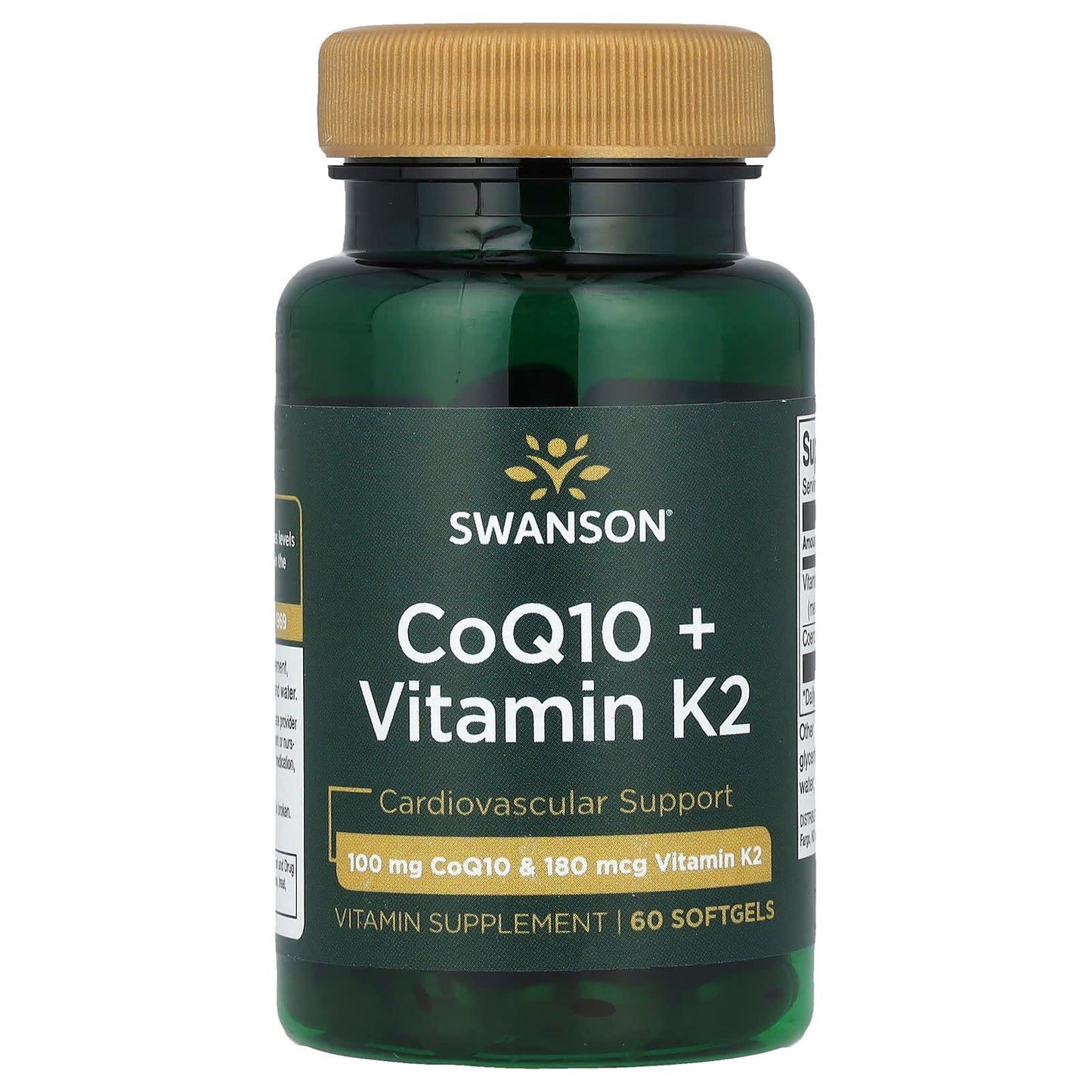 Swanson, CoQ10 + Vitamin K2, 60 Softgels - Image 1