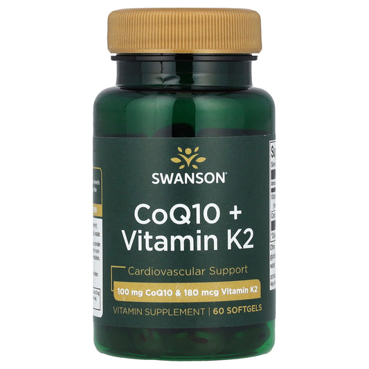 Swanson, CoQ10 + Vitamin K2, 60 Softgels - Image 1