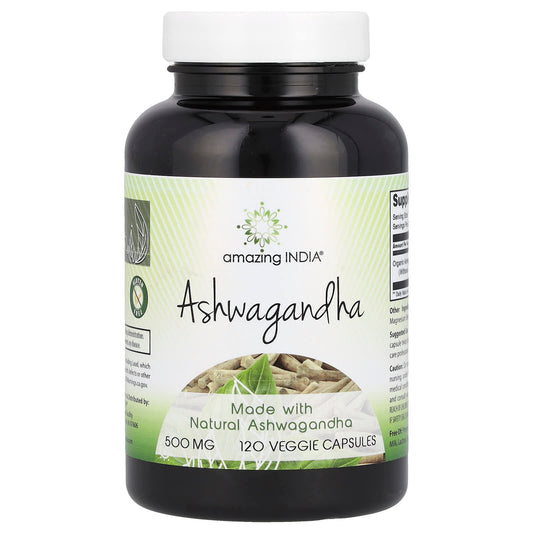 Ashwagandha 500mg Capsules by Amazing India - Stress Relief & Immunity - Image 1