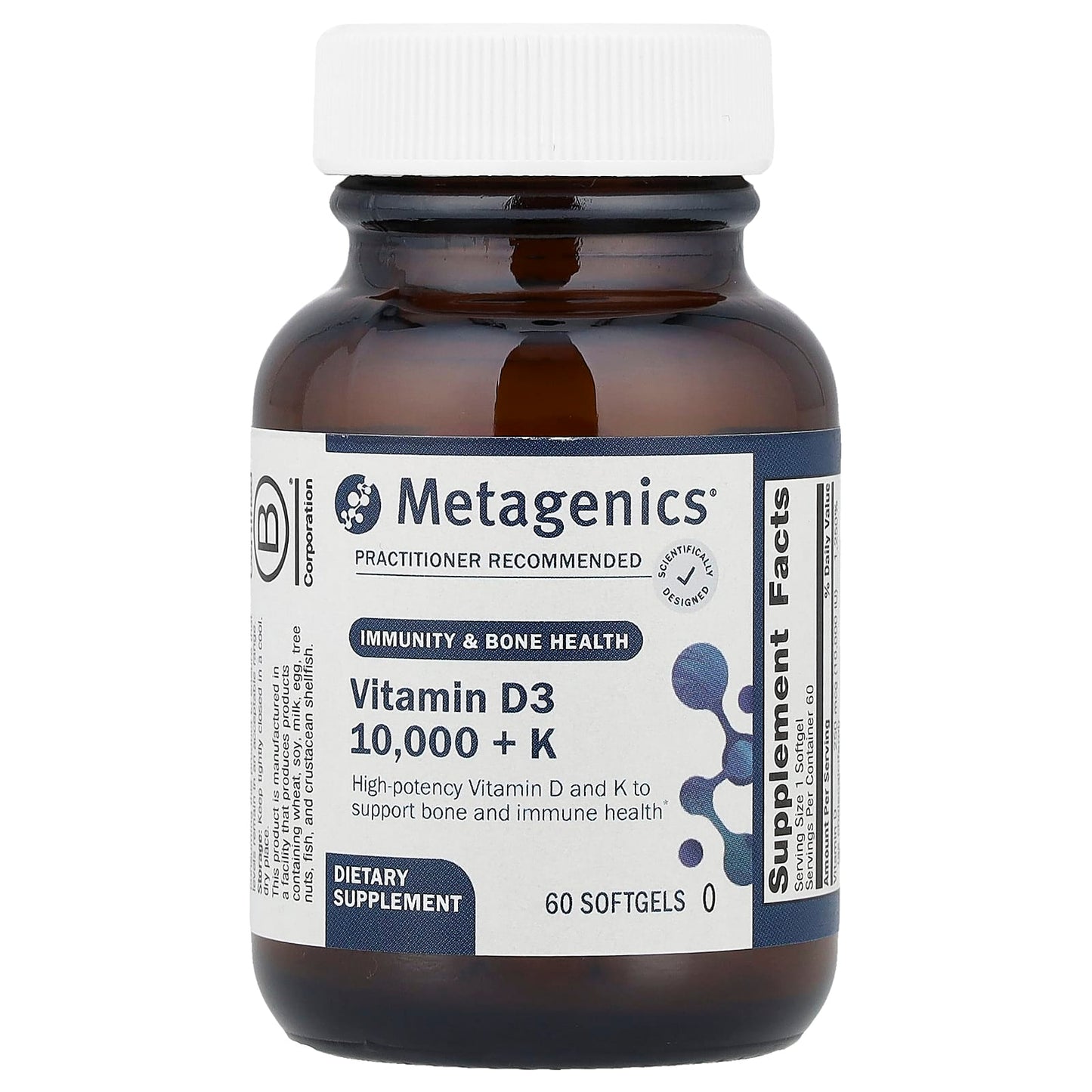 Metagenics, Vitamin D3 10,000 + K, 60 Softgels - Image 1