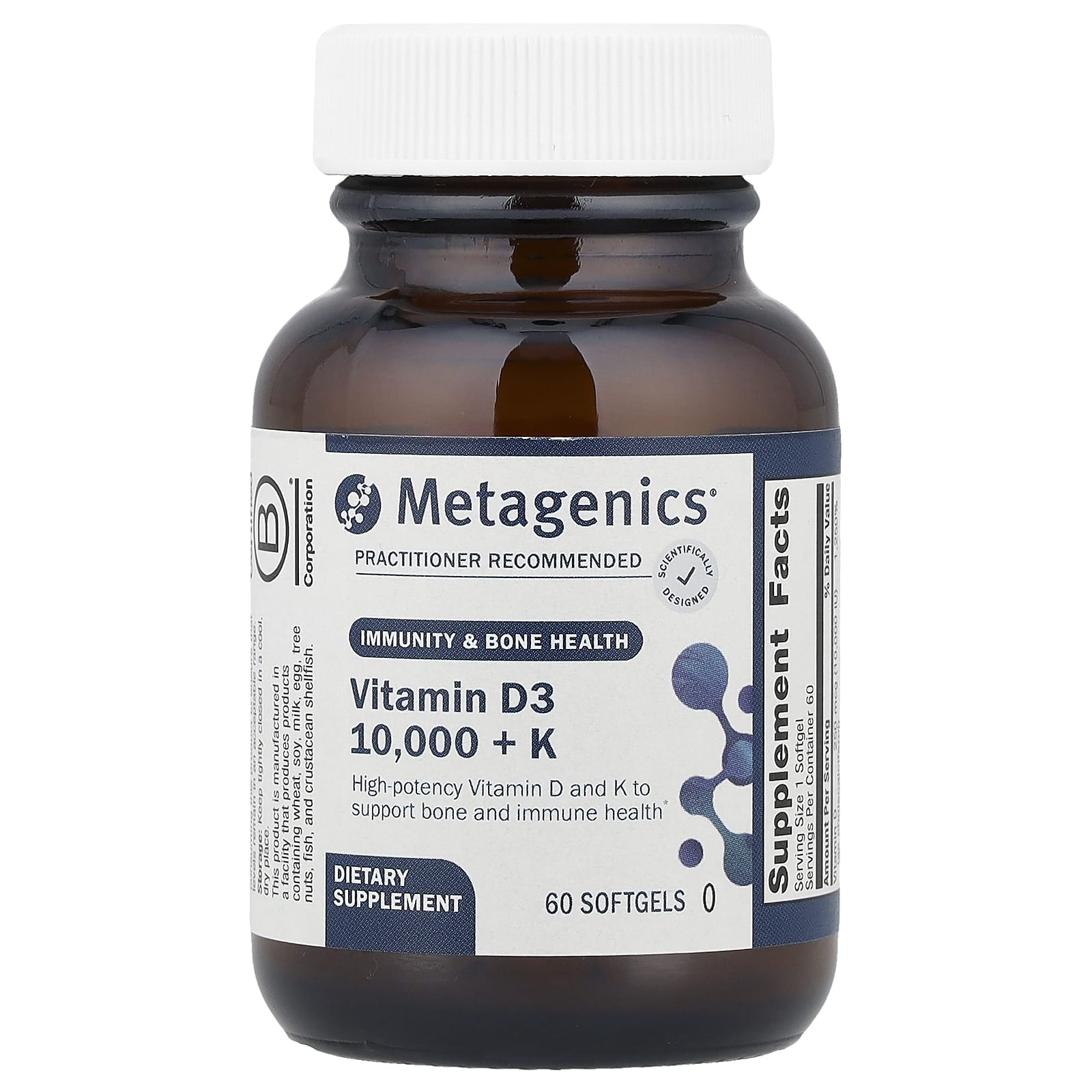 Metagenics, Vitamin D3 10,000 + K, 60 Softgels - Image 1