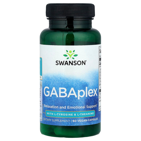 Swanson, GABAplex with L-Tyrosine & L-Theanine, 60 Vegan Capsules - Image 1