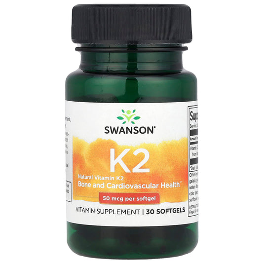 Swanson, Natural Vitamin K2, 50 mcg, 30 Softgels - Image 1