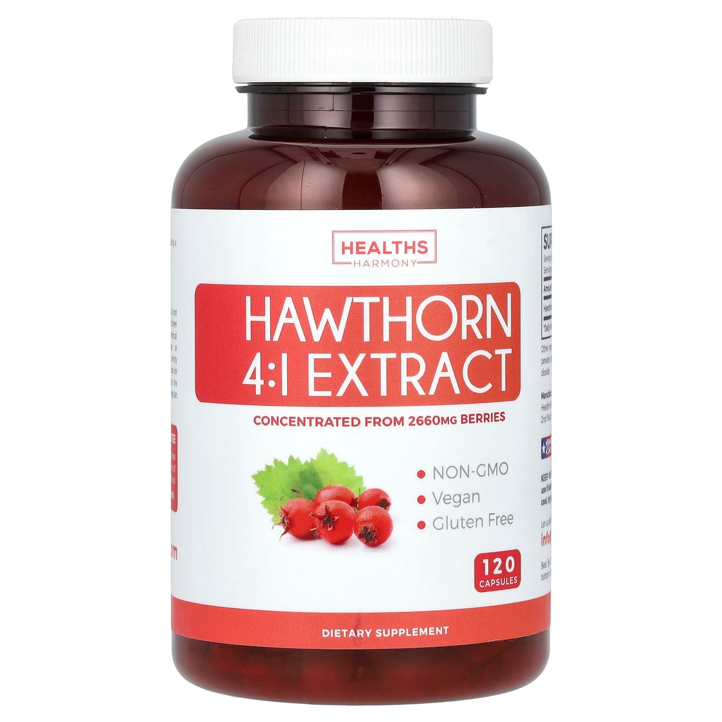 Hawthorn Berry Supplement for Heart Health - 120 Capsules - Image 1