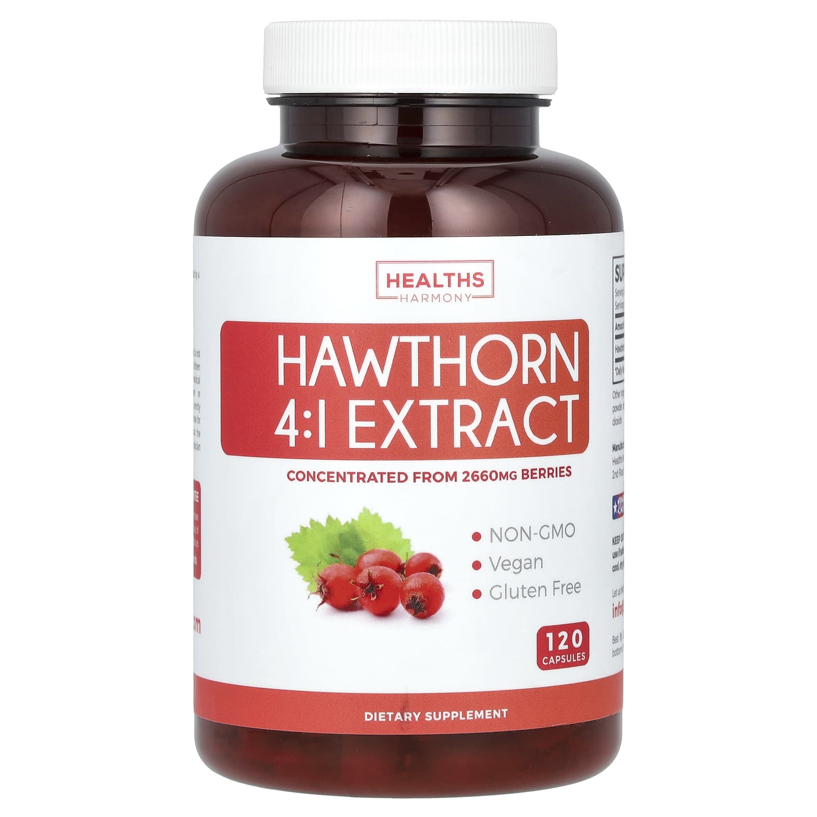 Hawthorn Berry Supplement for Heart Health - 120 Capsules - Image 1