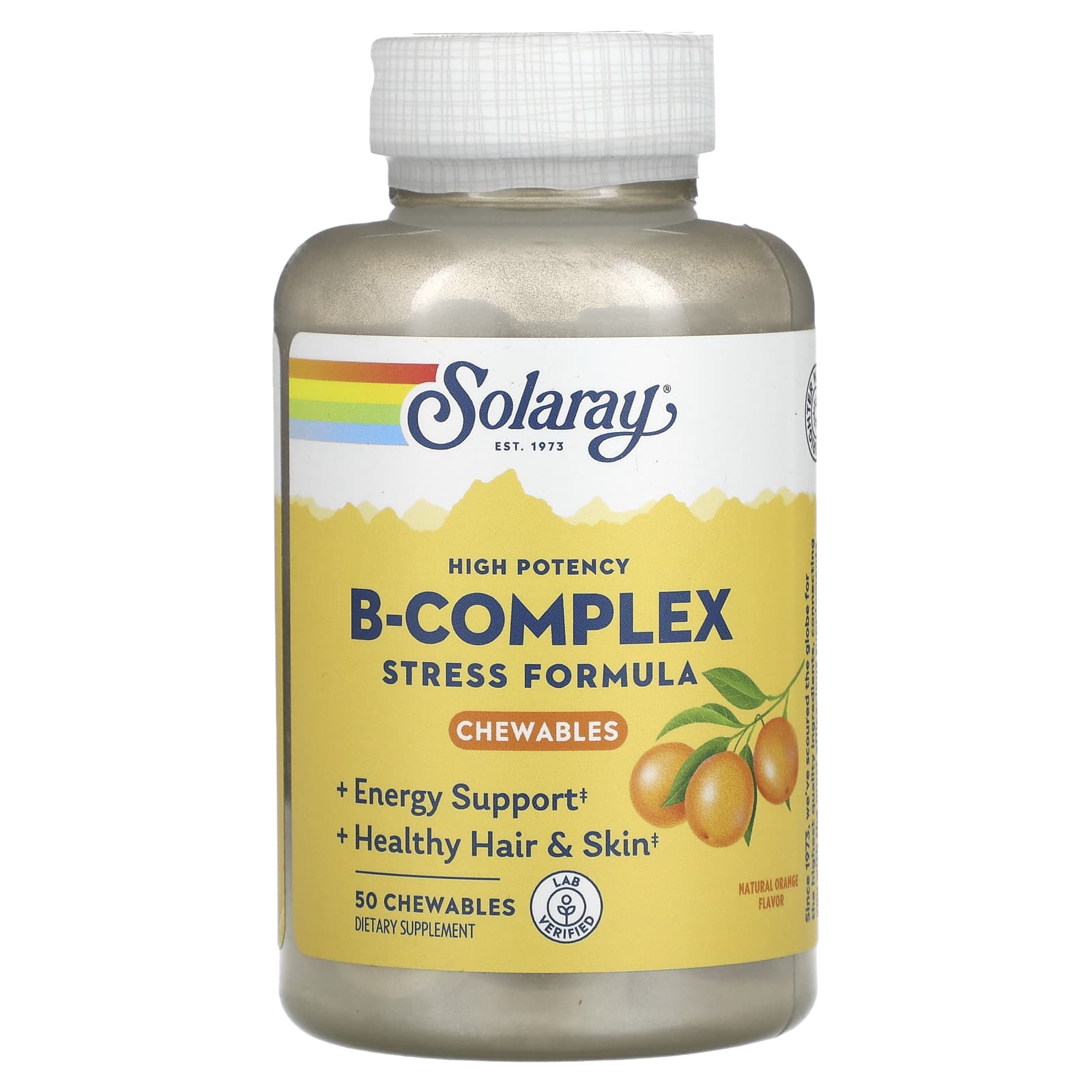 Solaray, High Potency B-Complex, Natural Orange, 50 Chewables - Image 1