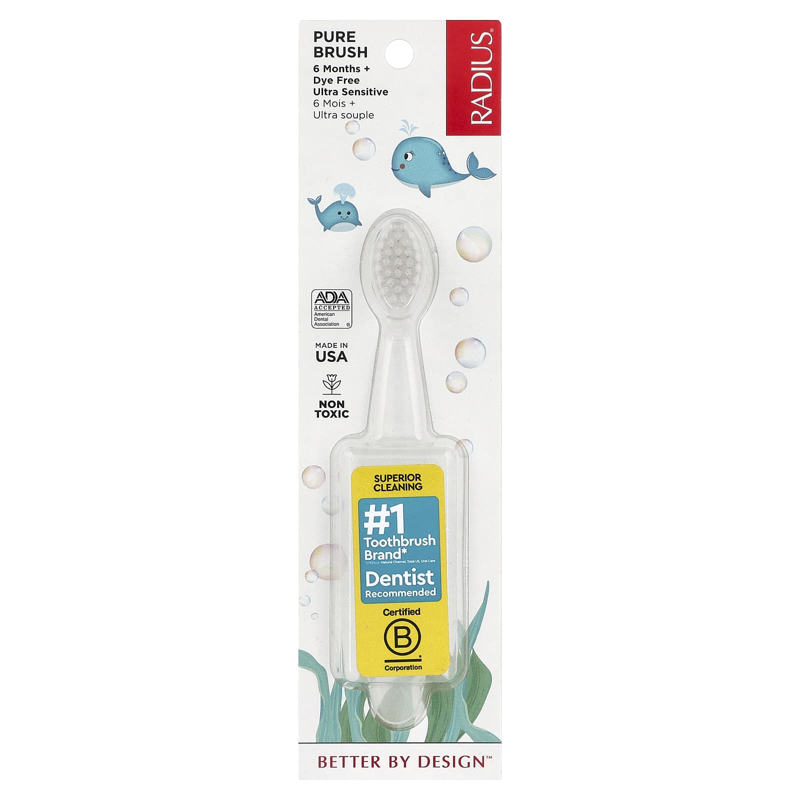 RADIUS, Pure Brush, 6 Months+, Ultra Sensitive, 1 Toothbrush - Image 1