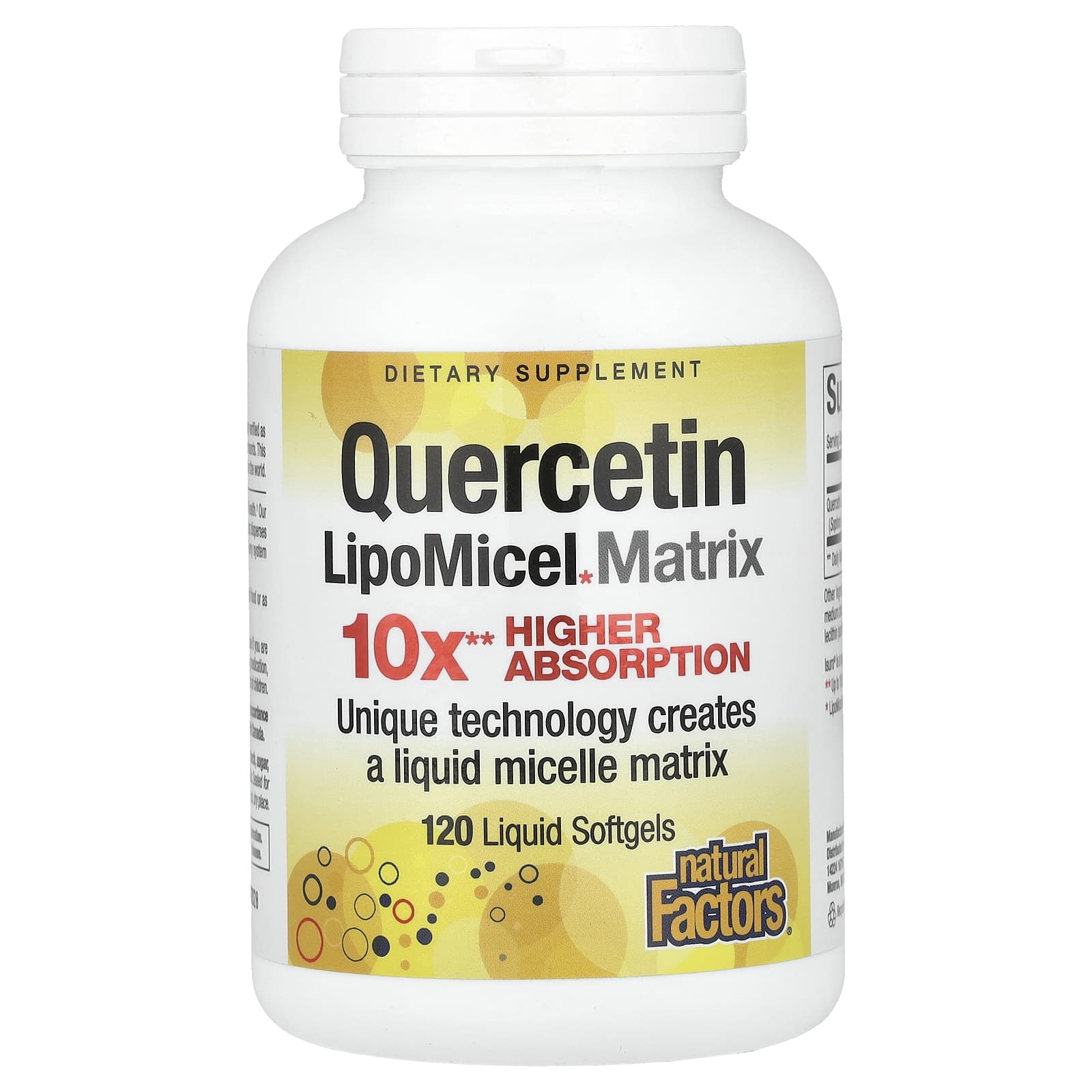 Natural Factors, Quercetin LipoMicel Matrix, 250 mg, 120 Liquid Softgels - Image 1