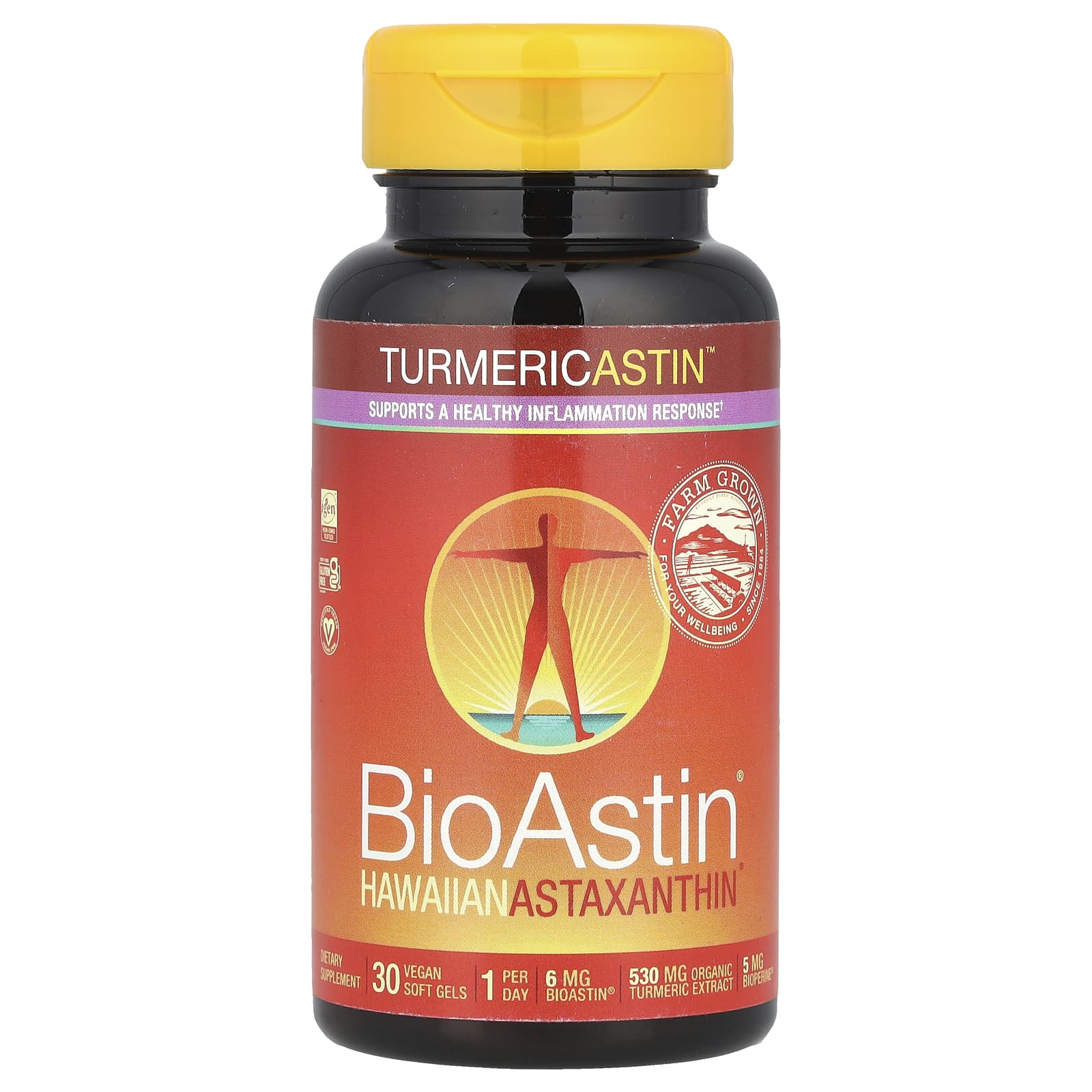 Nutrex Hawaii, Turmericastin™, BioAstin® Hawaiian Astaxanthin®, 30 Vegan Soft Gels - Image 1