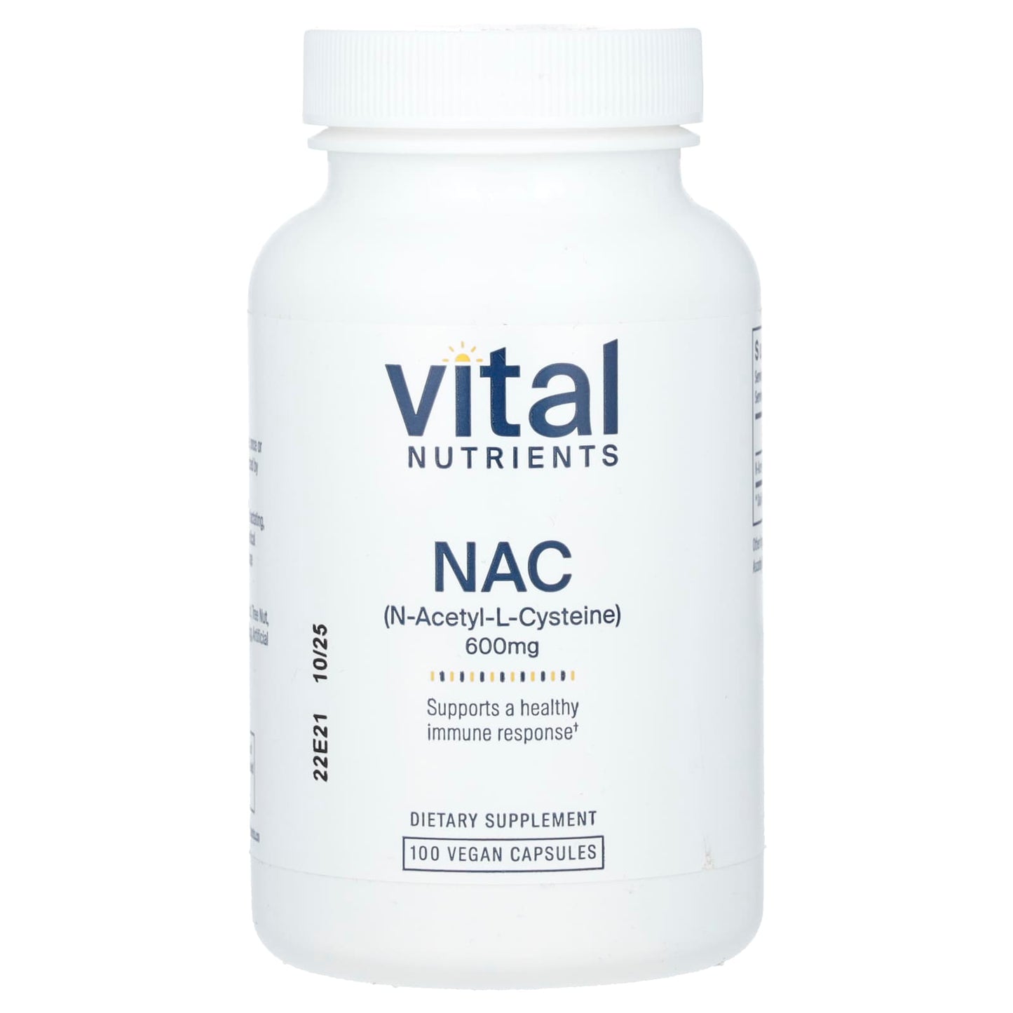 Vital Nutrients, NAC, 600 mg, 100 Vegan Capsules - Image 1