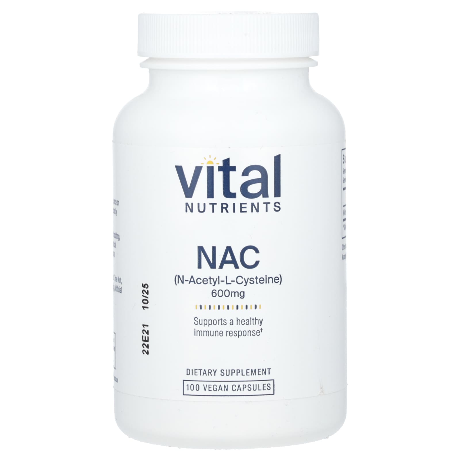 Vital Nutrients, NAC, 600 mg, 100 Vegan Capsules - Image 1