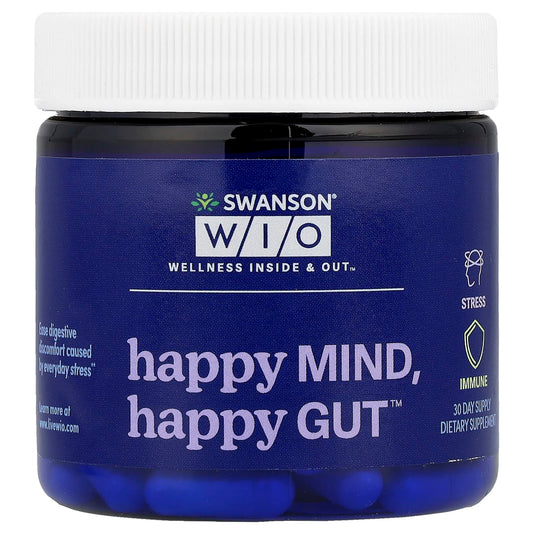 Swanson WIO, Happy Mind, Happy Gut™, 30 Veggie Capsules - Image 1